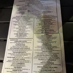 Congress Tavern menu 3