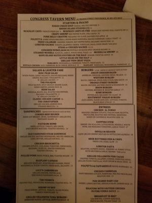 Congress Tavern menu 2